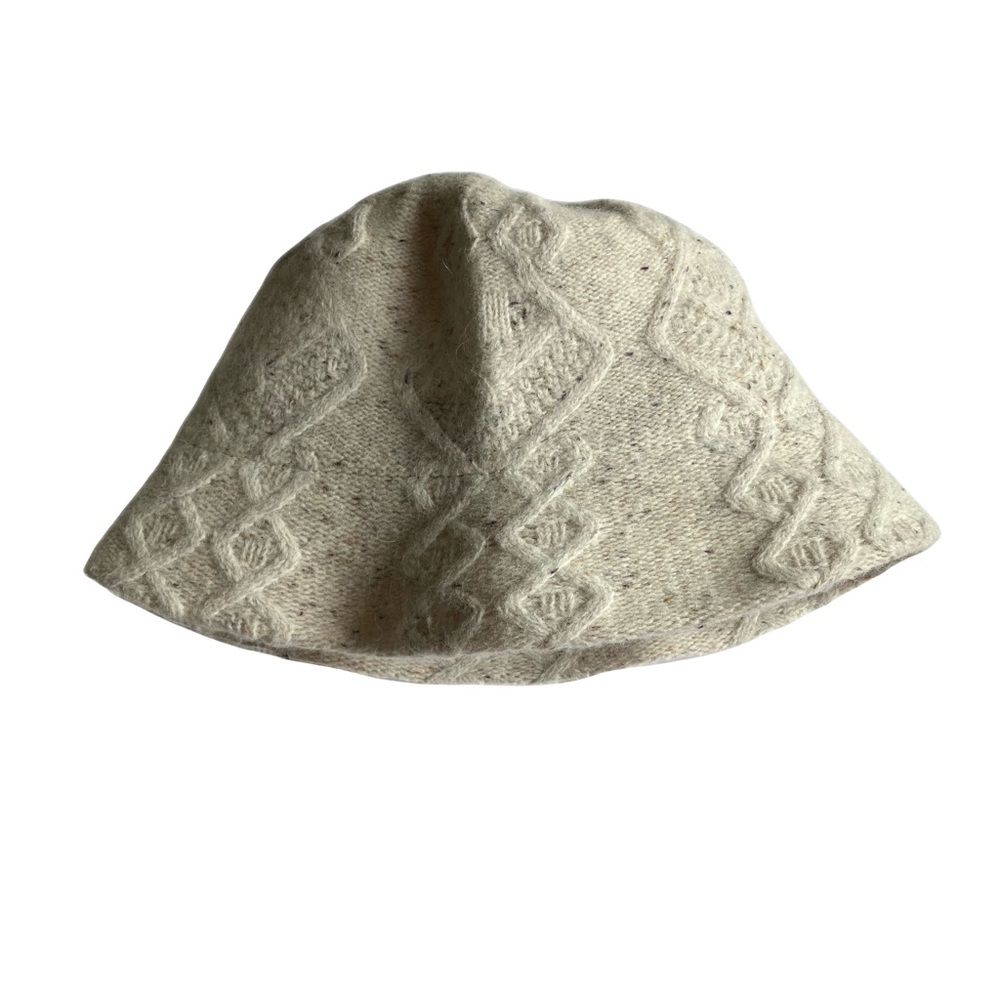 San Diego Hat Company Cream Cable Knit Wool Bucket Hat Academia Fall Cozy NWT